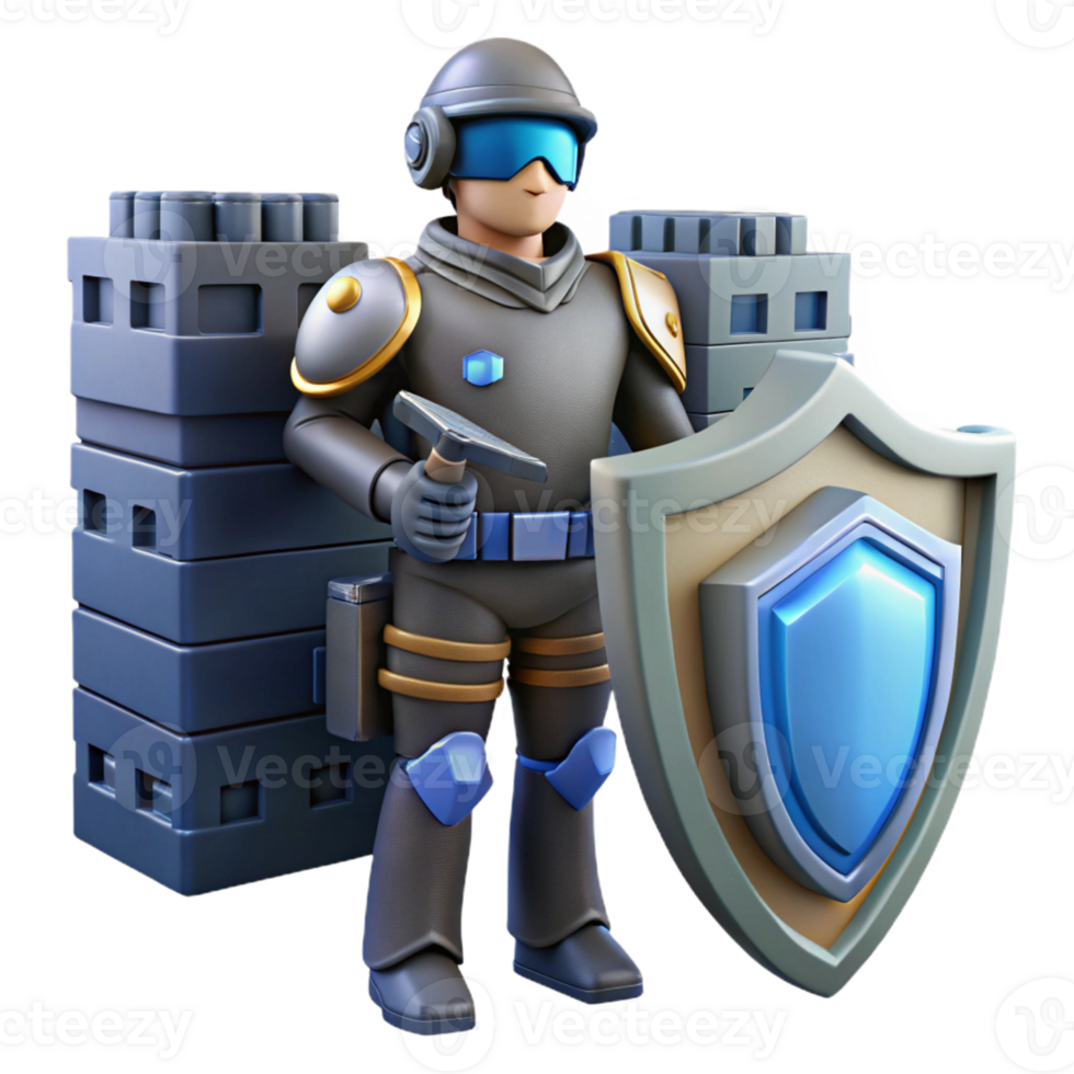 Cyber Security Guardian and Shield - A dynamic depiction of cyber security with a guardian and shield capturing the essence of advanced technology and digital protection png