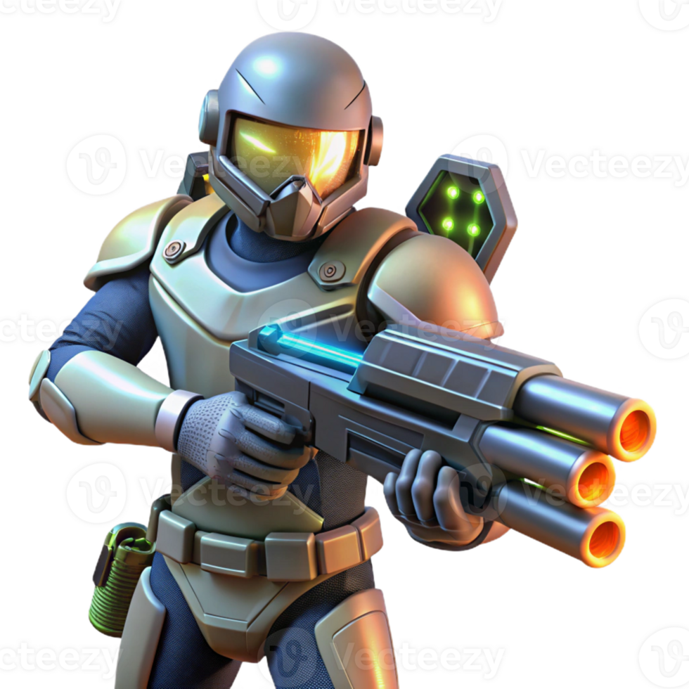 Future Soldier with Combat Gear and Weaponry in a Futuristic Setting png