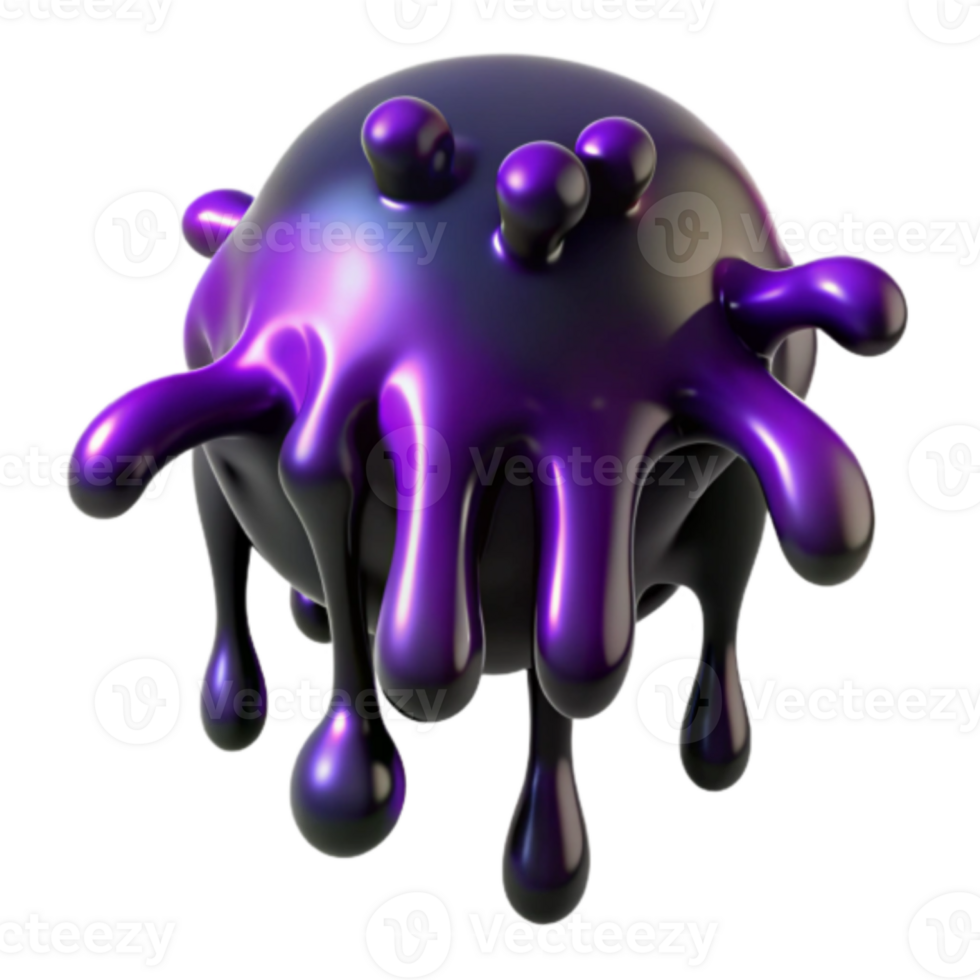3D Render of Abstract Dripping Purple Blob png