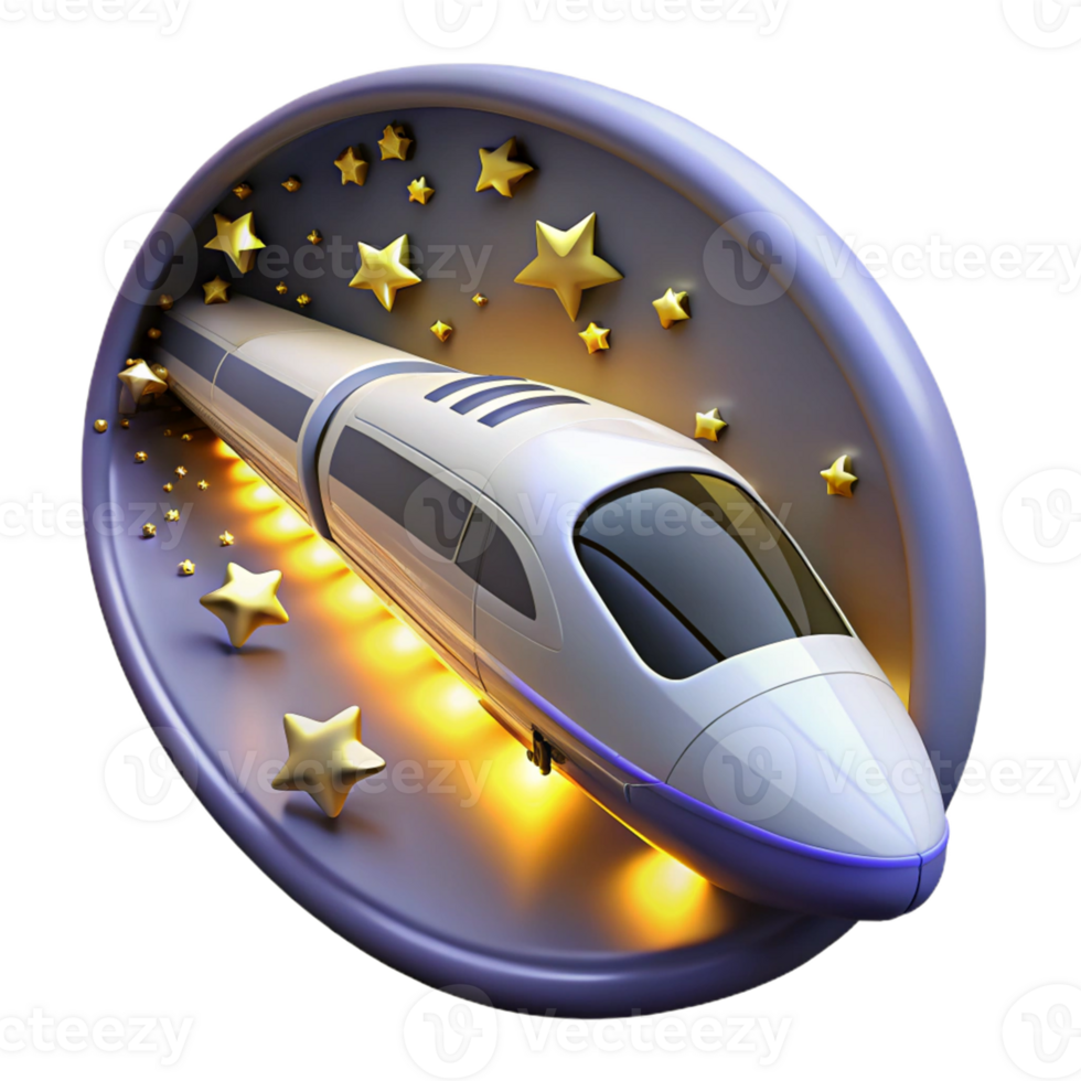 Futuristic Train in a Starlight Journey in a Visionary Three Dimensional Scene of Speed png
