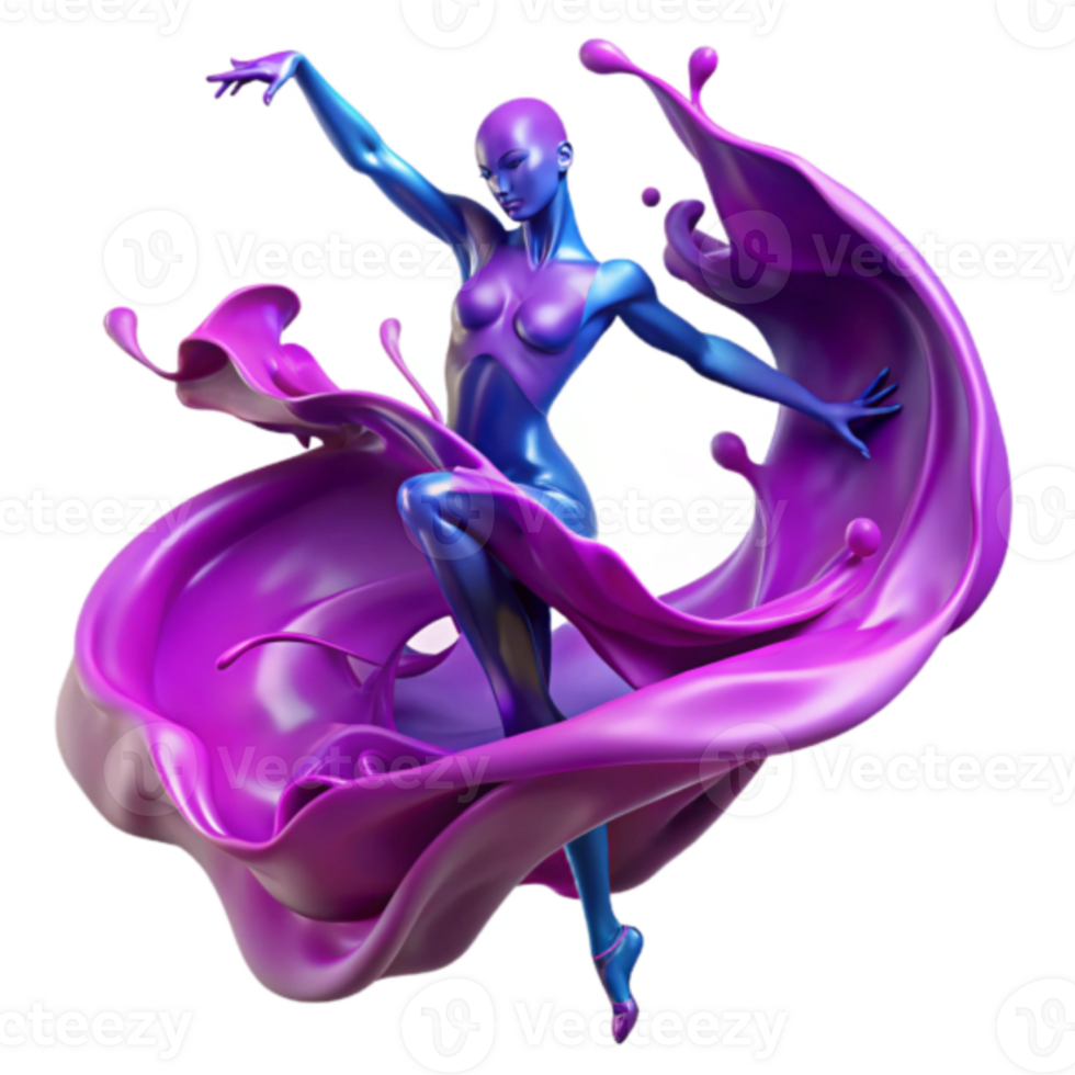 Dynamic 3D Illustration Purple Splash Dancer png