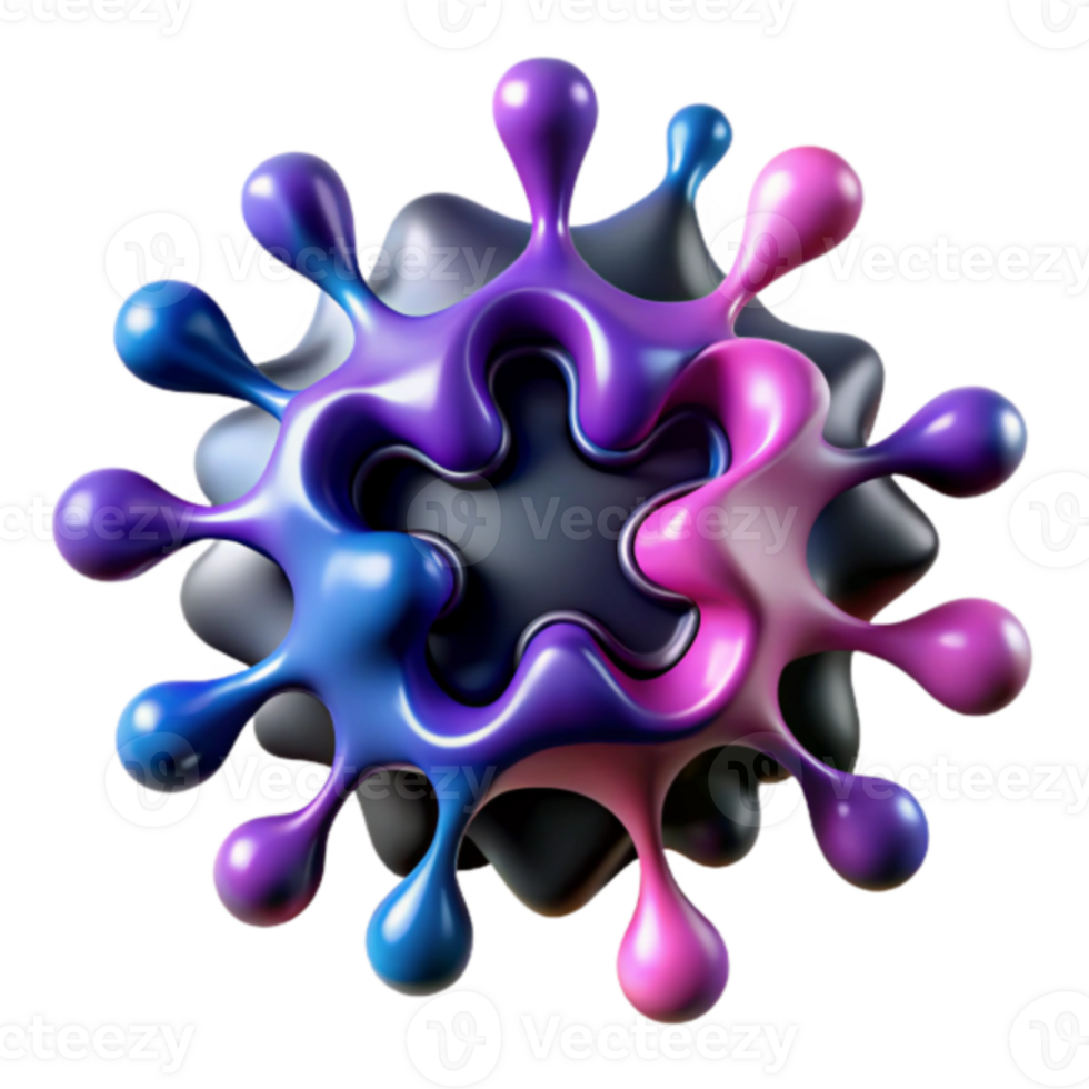 Abstract 3D Render of Interlocking Colorful Splashes png