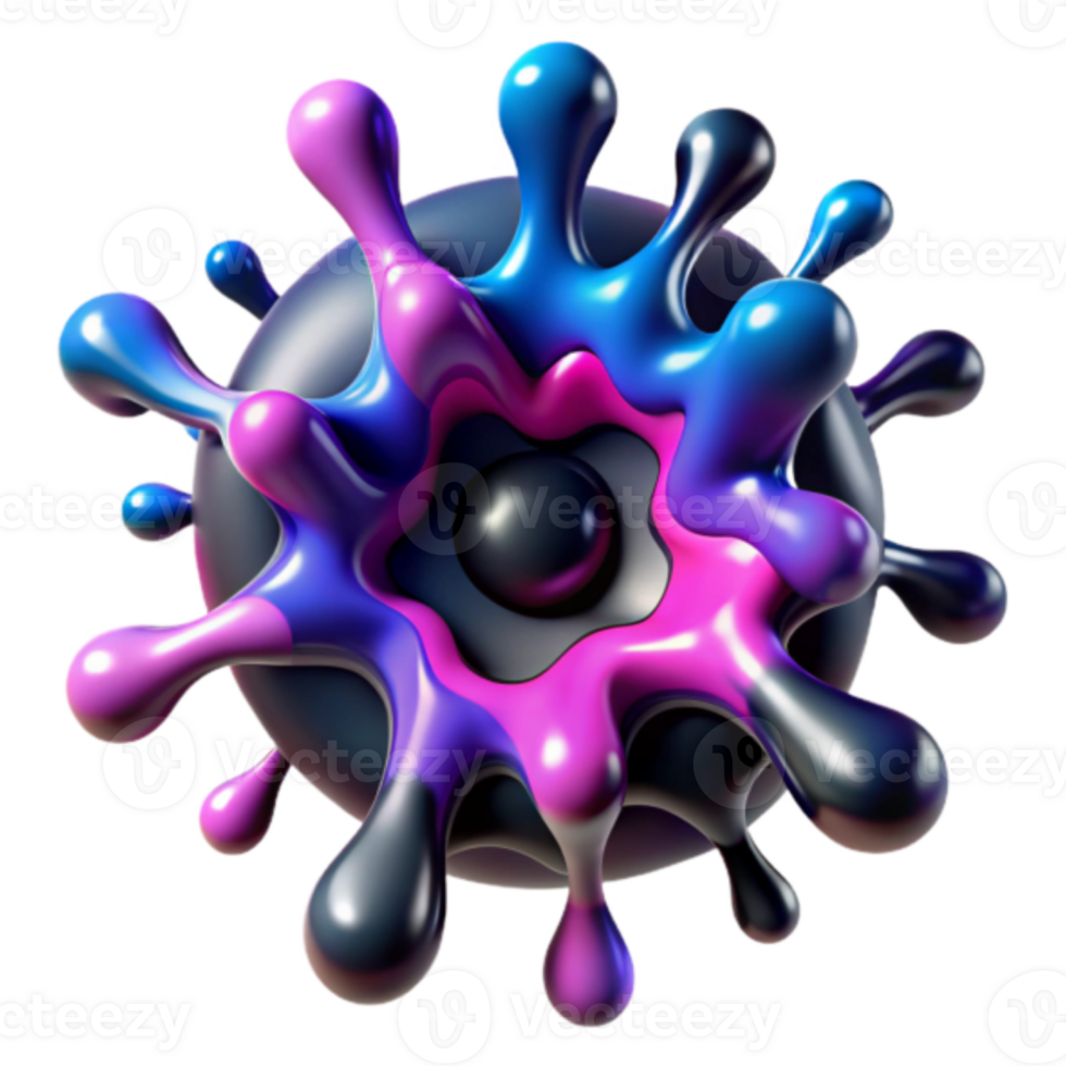 Abstract 3D Render of a Colorful Spilled Liquid Sphere png
