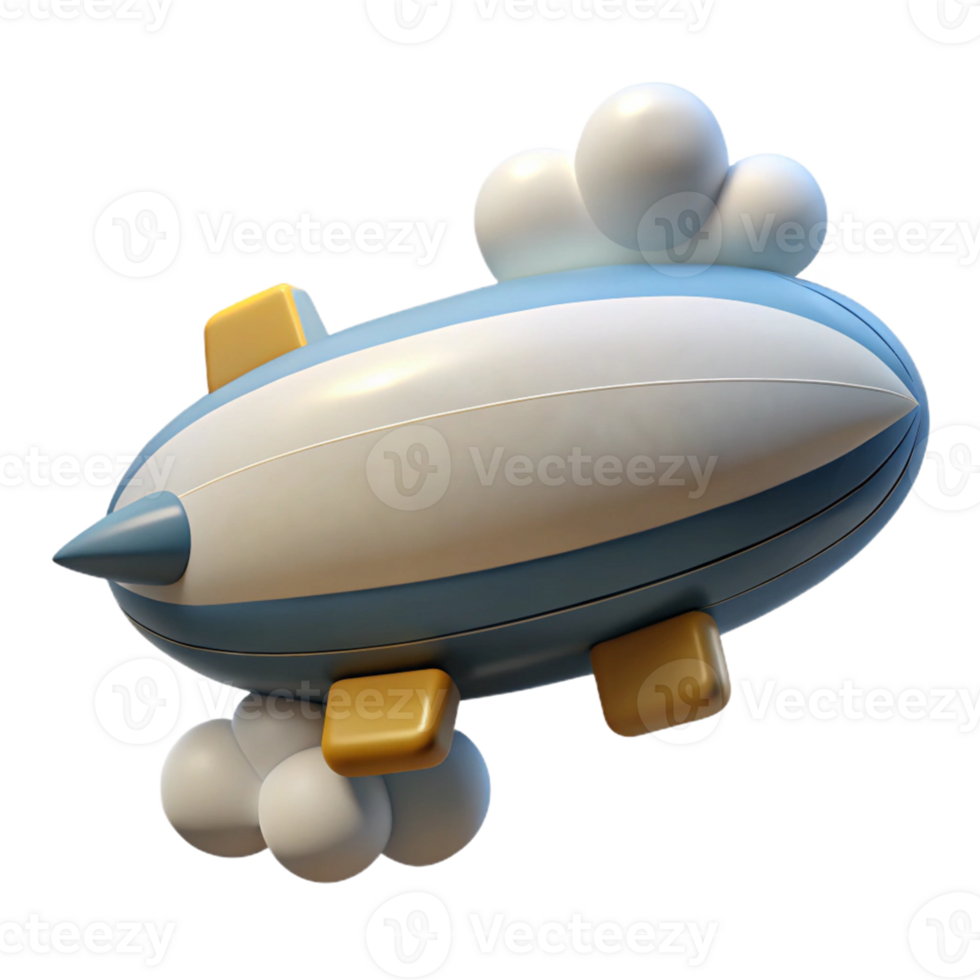 Cute Cartoon Airship A playful depiction of an airship brought to life in a whimsical cartoon style, navigating the digital skies. png