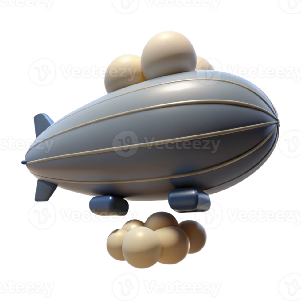 Cartoon Airship 3D Render A whimsical 3D render of a cartoon airship, capturing the essence of adventure and playful design. png