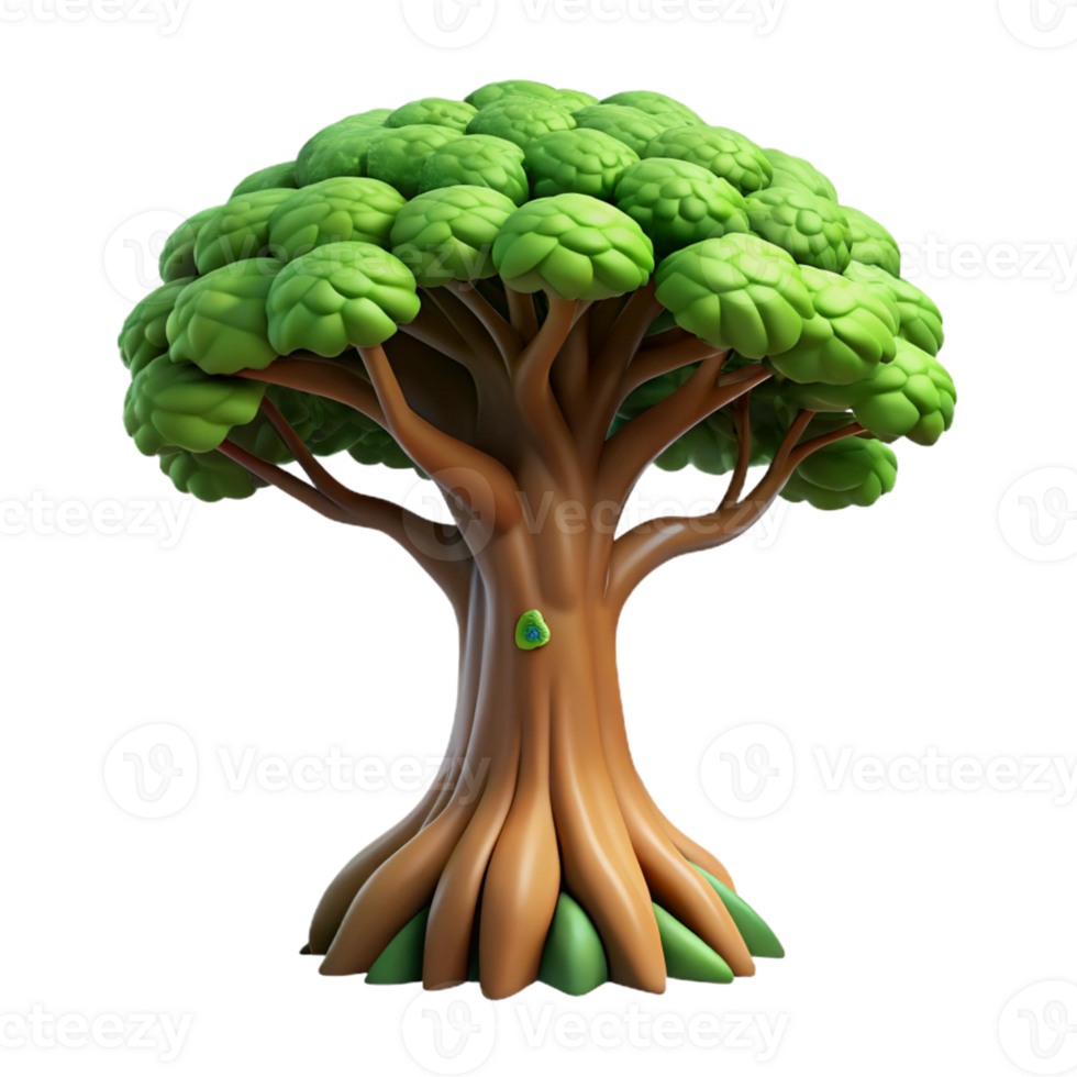 Cartoon Tree Three Dimensional Render in a Whimsical Scene of Nature png