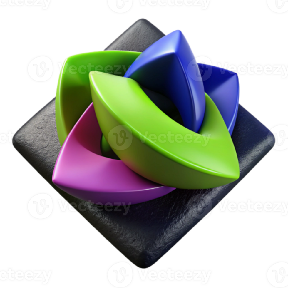 Abstract 3D Render Interlocking Colorful Shapes Design png