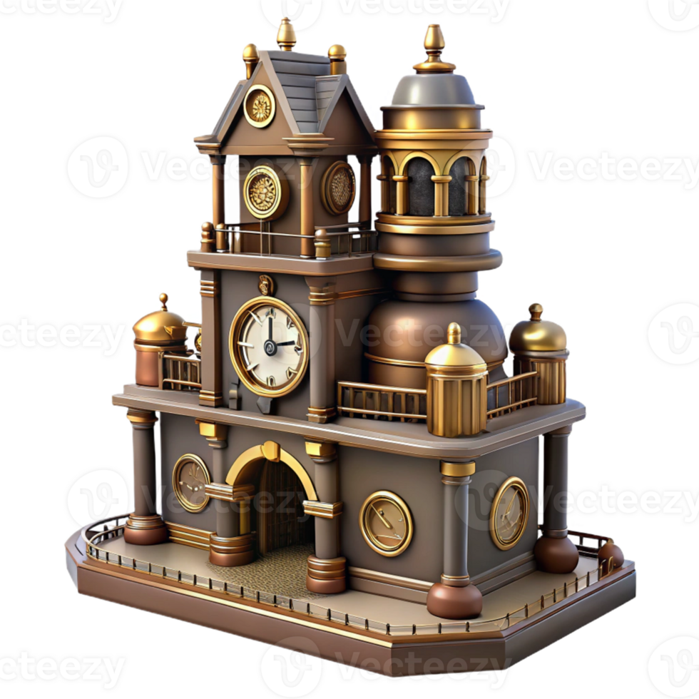 Grand Clock Tower in an Architectural Design Scene of Majestic Beauty png