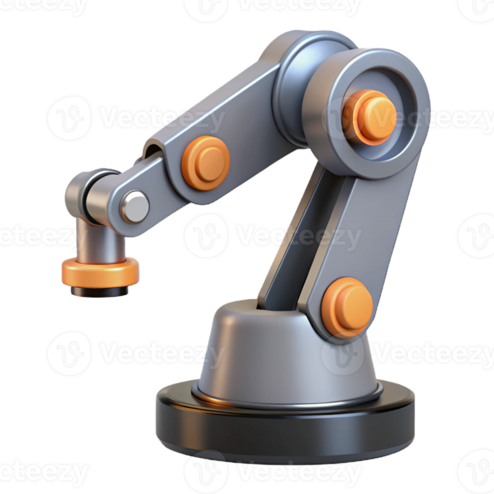 Robotic Arm Automation Technology A dynamic depiction of an arm crafted as a robotic design, navigating a world of automation technology in a digital world. png