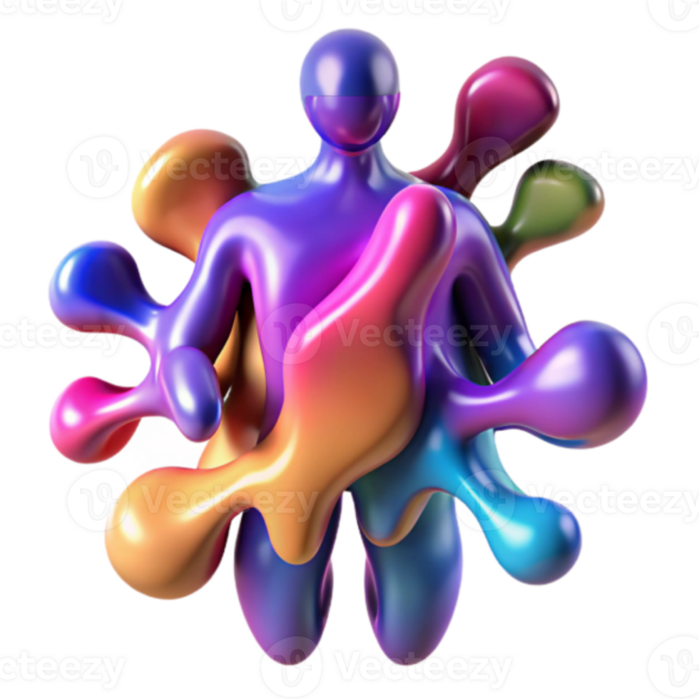Abstract 3D Render of a Colorful, Organic Figure png