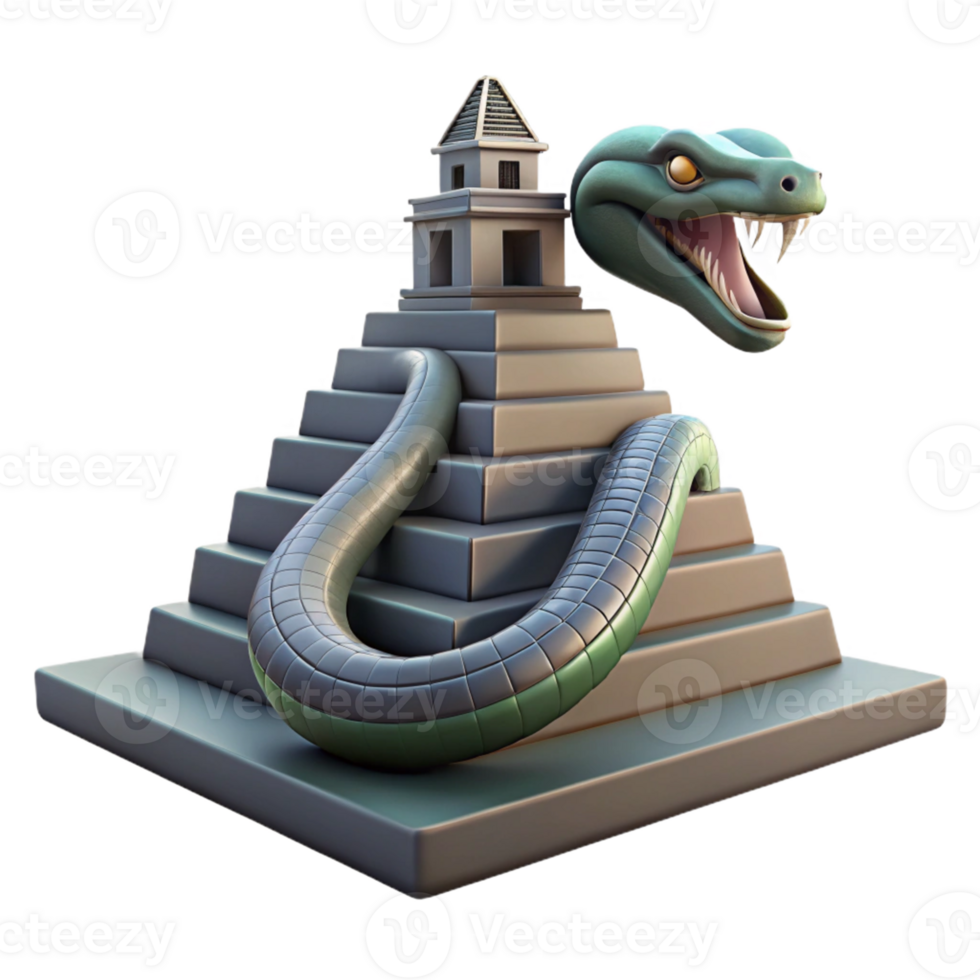 Serpent Pyramid 3D Model A dynamic depiction of a serpent navigating a pyramid, captured in a stunning three-dimensional model. png