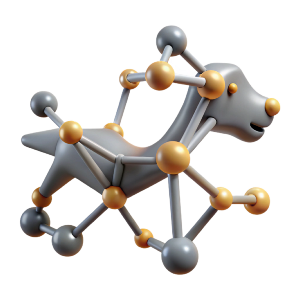 3D Render of Abstract Dog Molecular Structure png