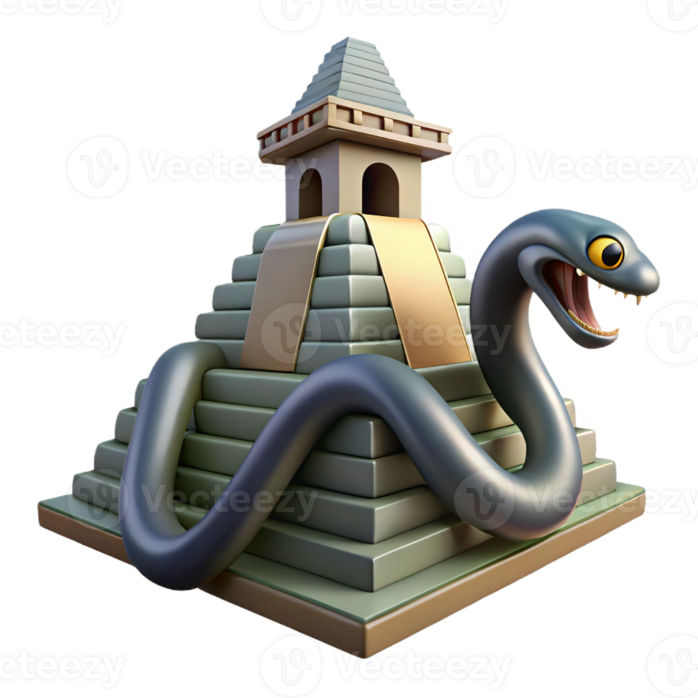 Serpent Pyramid 3D Render A dynamic depiction of a serpent navigating a world of pyramids, captured in a stunning three-dimensional render. png