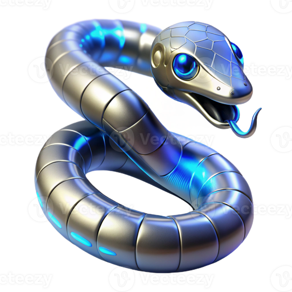 Robotic Snake Futuristic Design in a Visionary Three Dimensional Scene of Innovation png