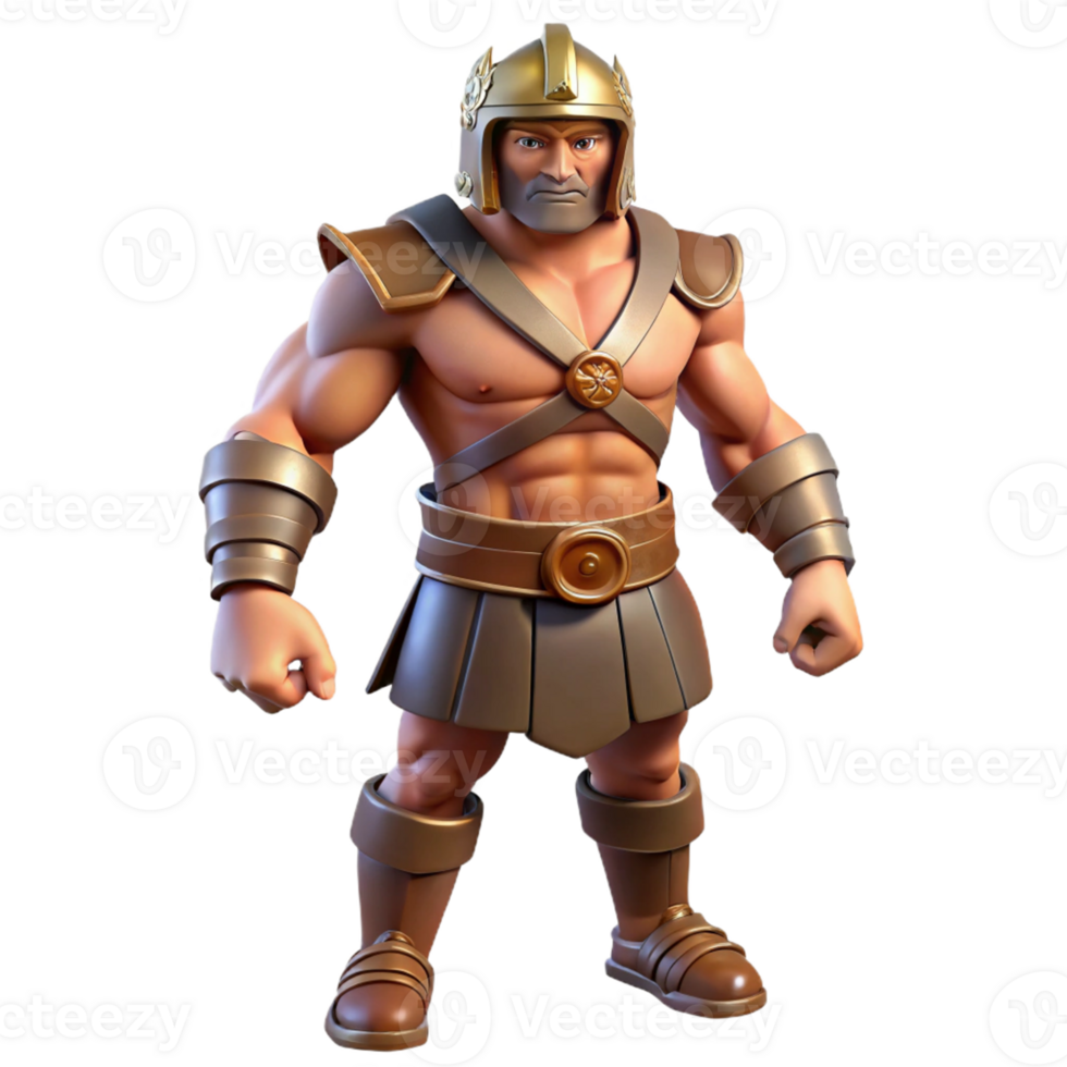 Powerful Greek Warrior Three Dimensional Render in a Dynamic Scene of Adventure png