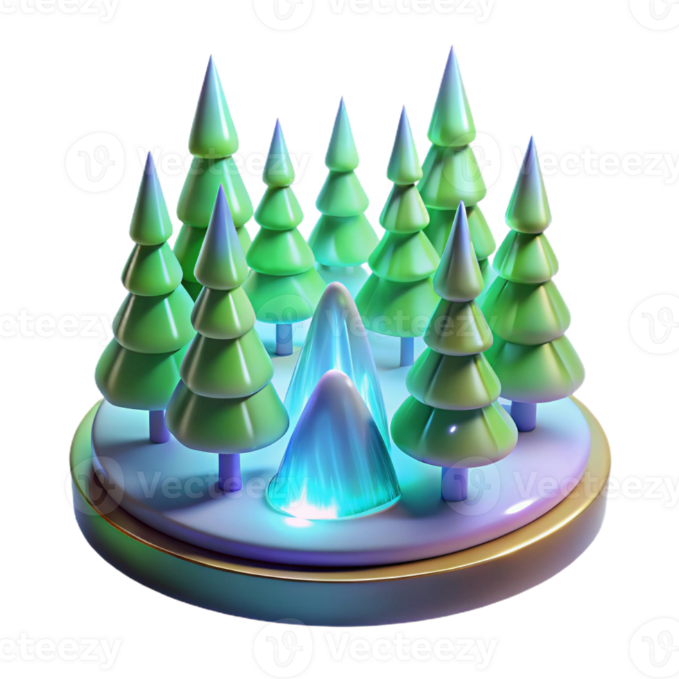 Glowing Forest in a Mesmerizing Three Dimensional Render of Nature png