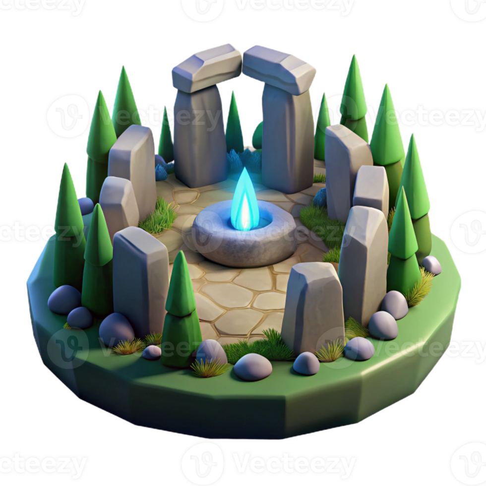 Mystic Stone Circle Game Asset in a Magical Three Dimensional Scene of Enchantment png