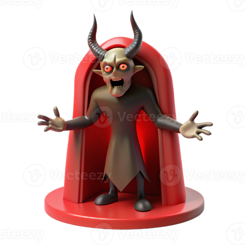 Horrifying 3D Demon Model A dynamic depiction of a demon navigating a world of horror, captured in a stunning three-dimensional model. png