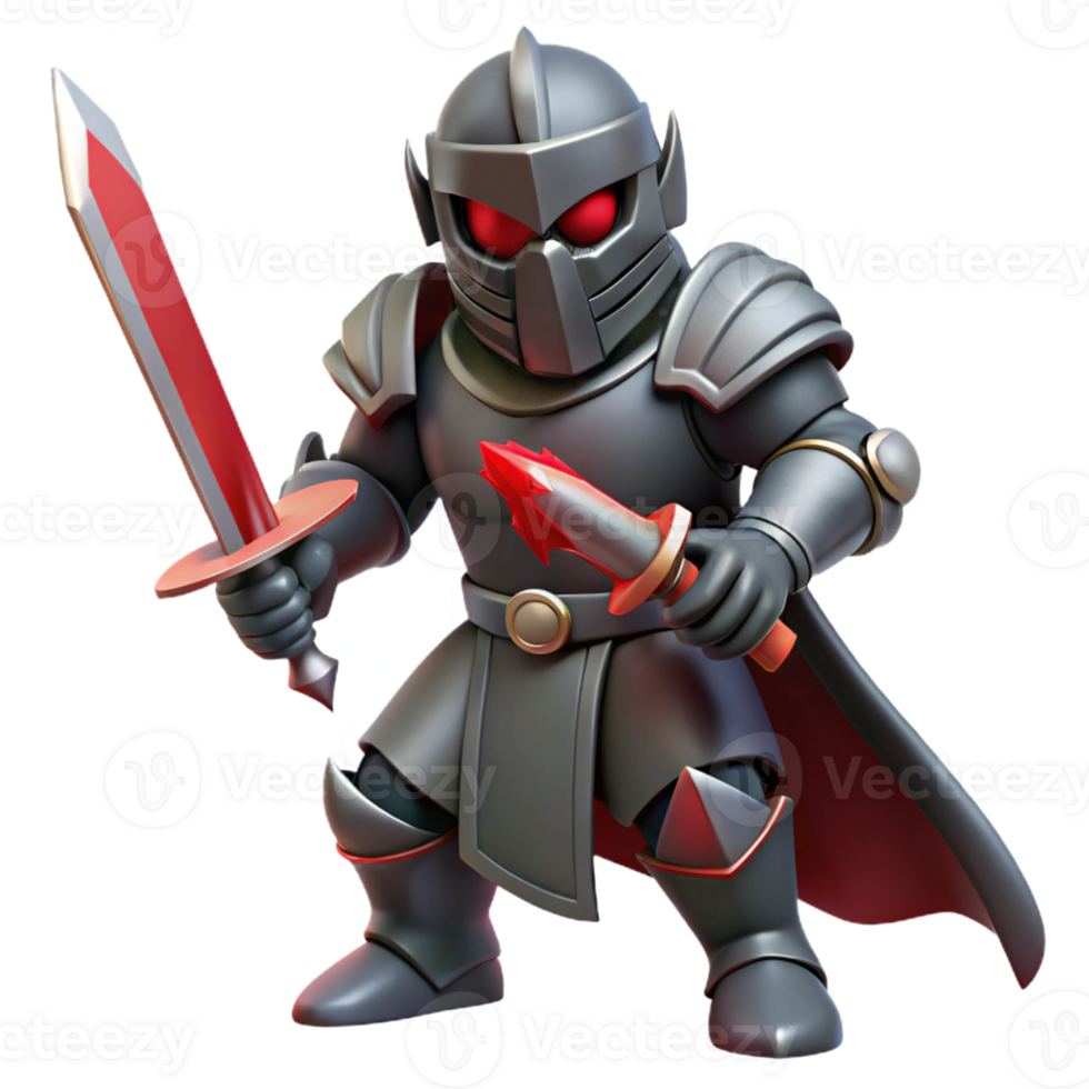 Dark Knight with Swords in a Haunting Three Dimensional Scene of Fantasy png