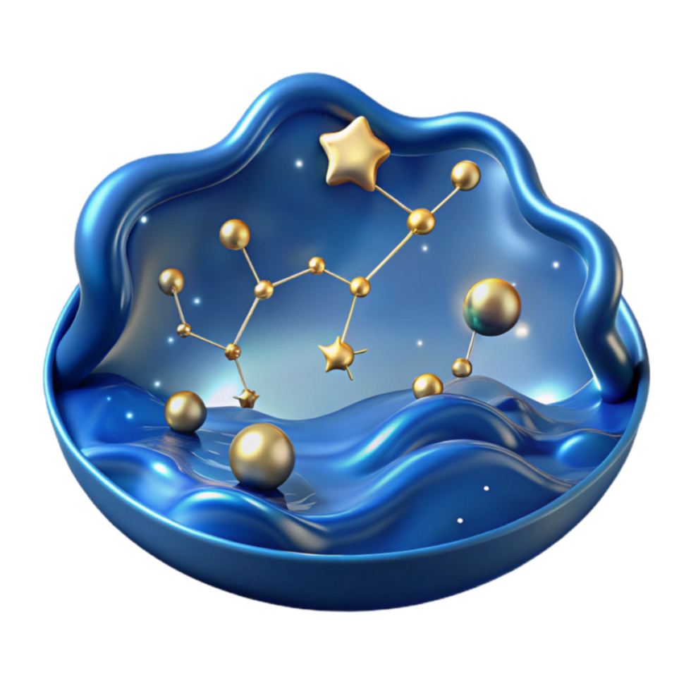 Virgo Constellation 3D Render Abstract Background Gold Celestial png