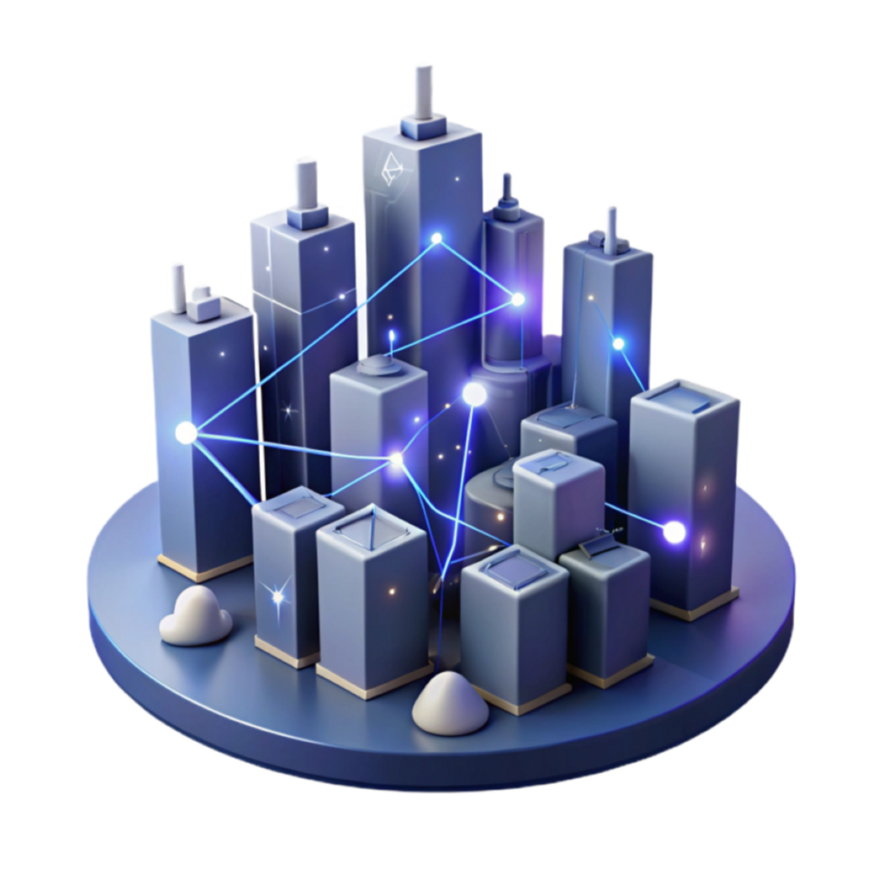 3D Illustration Futuristic Cityscape Network Digital Connectivity Smart City png