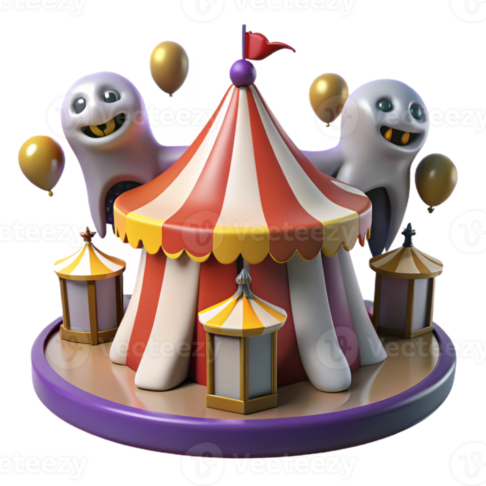 Spooky Carnival Fun in a Whimsical Three Dimensional Scene of Adventure png