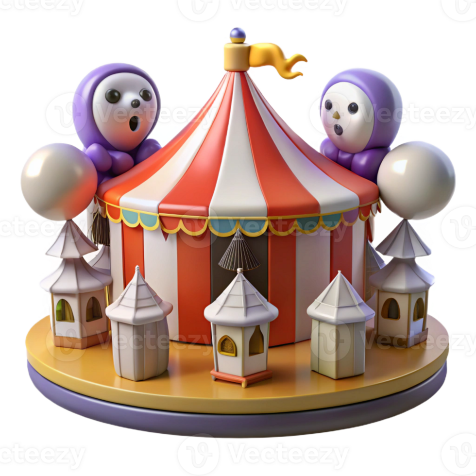 Whimsical Carousel in a Playful Three Dimensional Render of Fun png