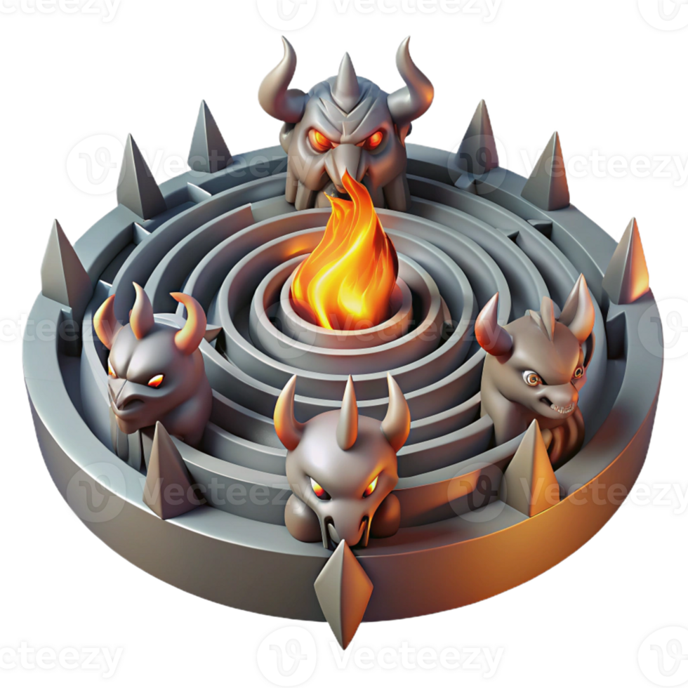 Infernal Maze Fire Fury A dynamic depiction of a maze ablaze with fire, capturing the essence of fury in a digital world. png