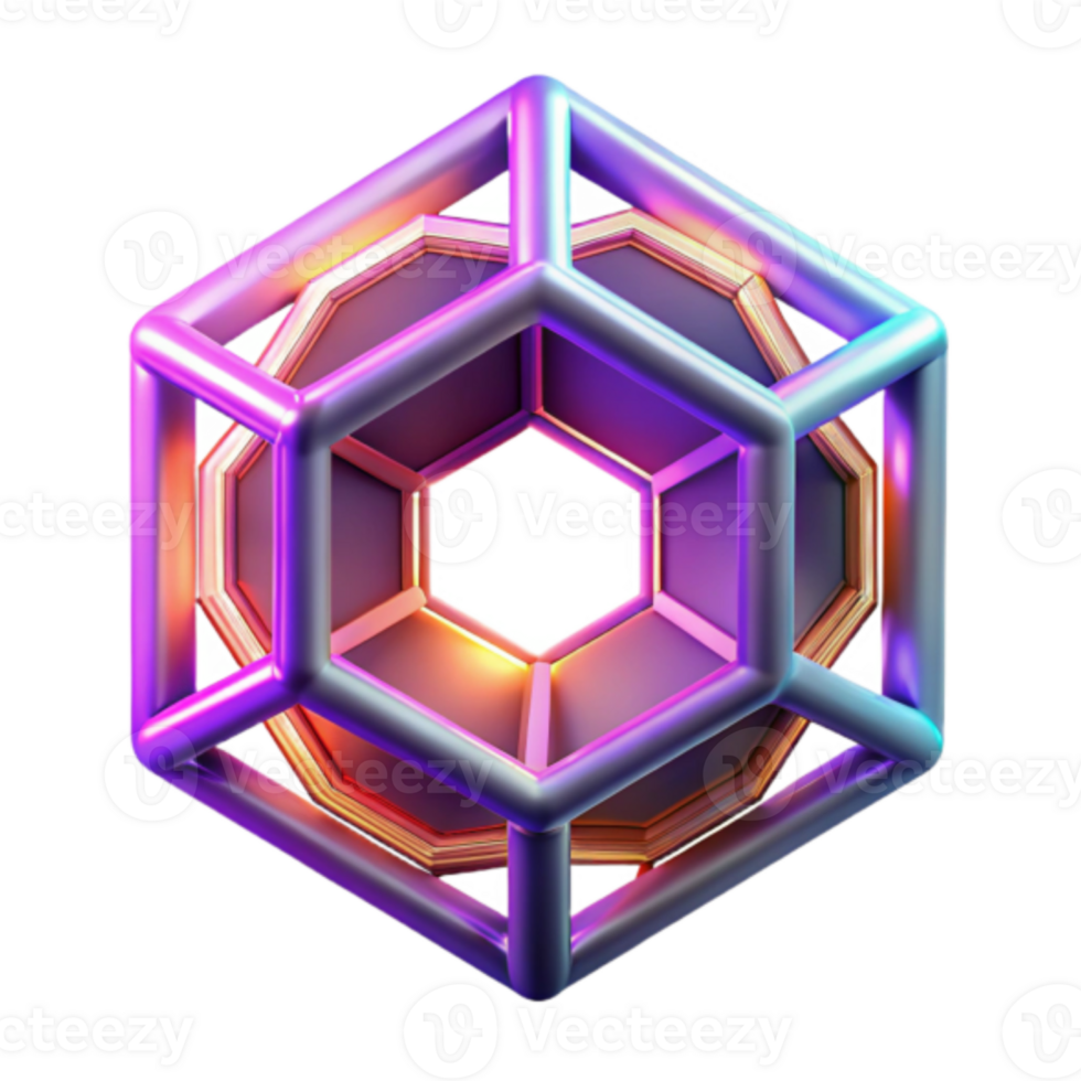 3D Render Hexagonal Geometric Abstract Background with Gradient Colors png