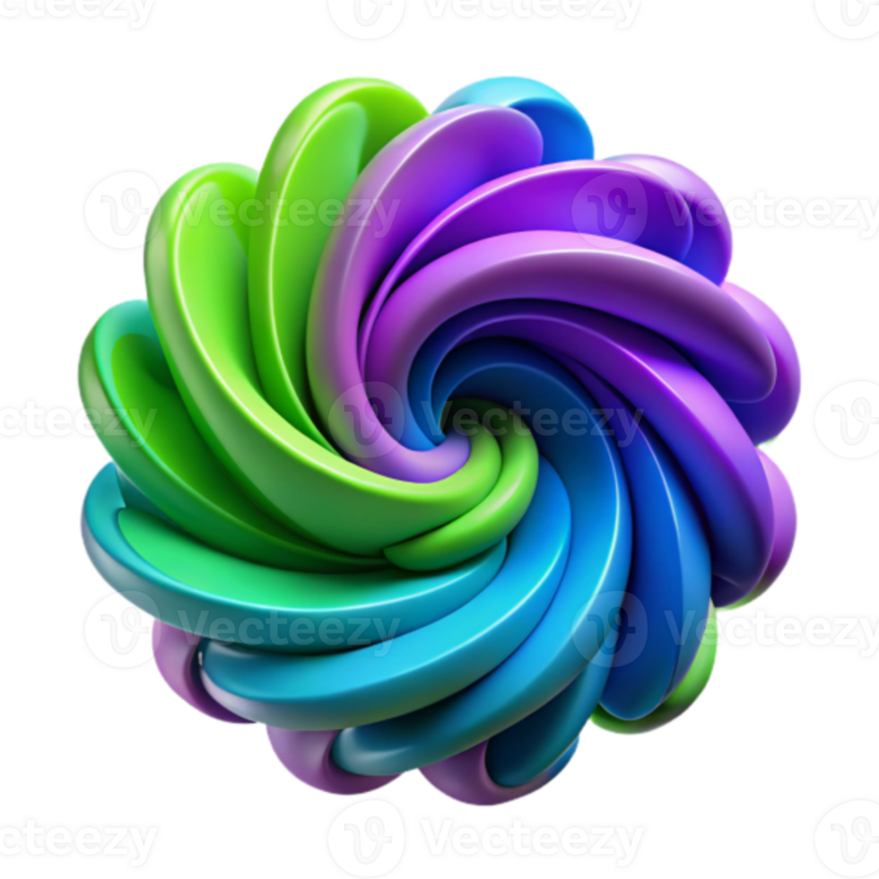 Abstract 3D Render Swirling Colorful Vortex Graphic Design Element png