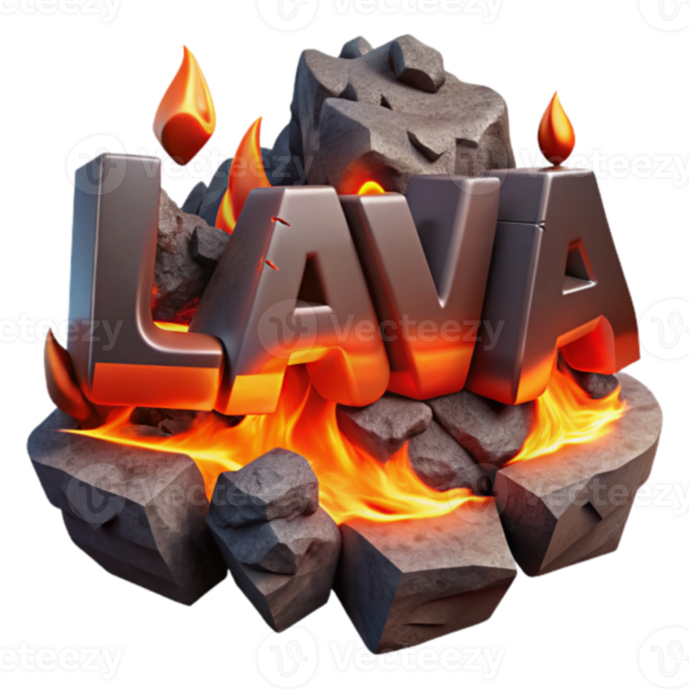 Fiery Lava 3D Text Illustration Embers and Flames png