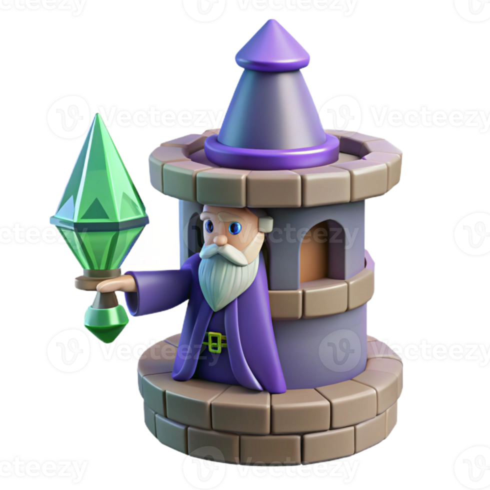 Wizard Tower 3D Render - A detailed 3D render of a wizard tower capturing its architectural beauty and mystical atmosphere png