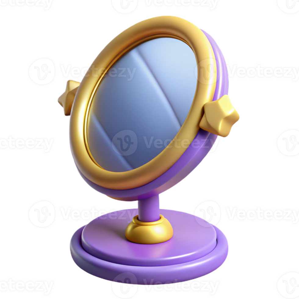 Purple Gold Star Mirror in a Stunning Three Dimensional Model of Design png