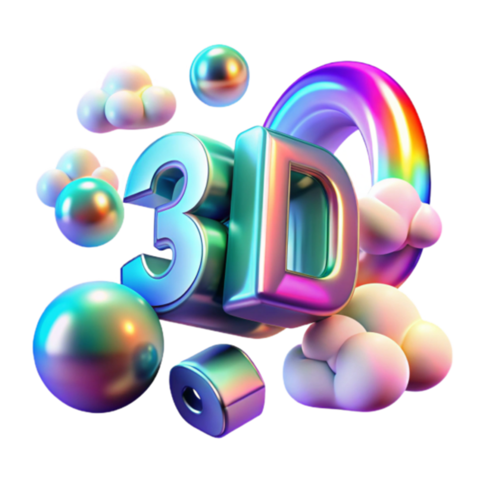 Vibrant 3D Render of Colorful Textured Objects png