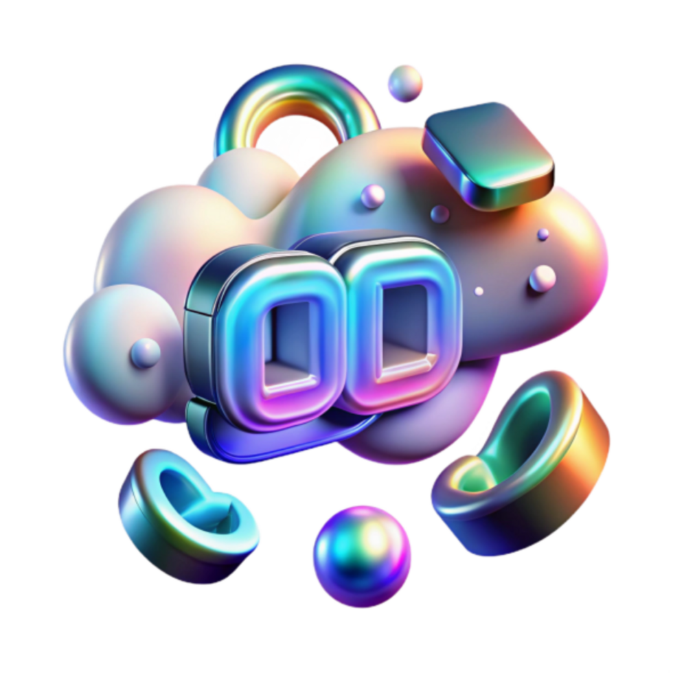 Abstract 3D Render Double Zero in Iridescent Cloud png