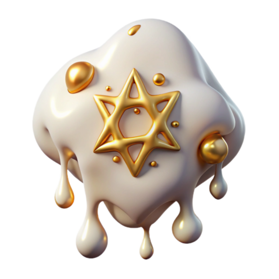 3D Render of Melting Cream with Gold Star of David png