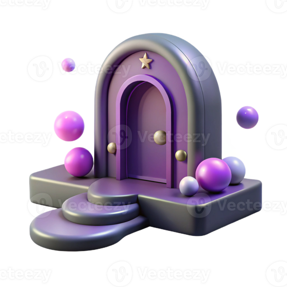 Purple Portal Three Dimensional Render in a Whimsical Scene of Enchantment png