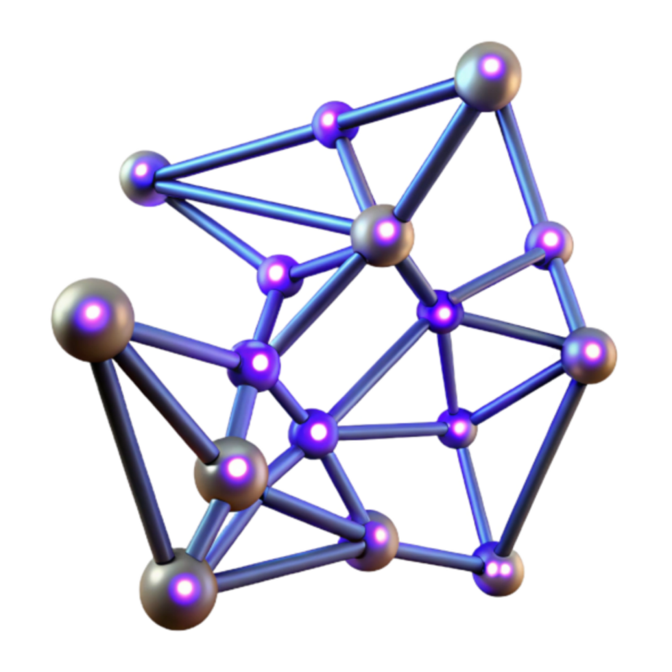 3D Render Abstract Network Structure Illustration Glowing Nodes and Connections png