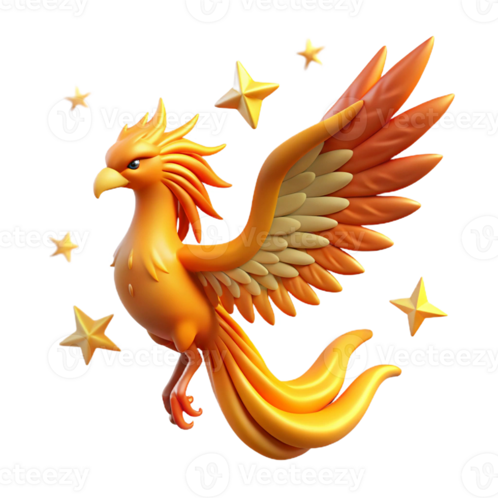 Phoenix Stars Wings Mythical Bird - A stunning depiction of a phoenix with stars and wings capturing its mythical essence and celestial beauty png