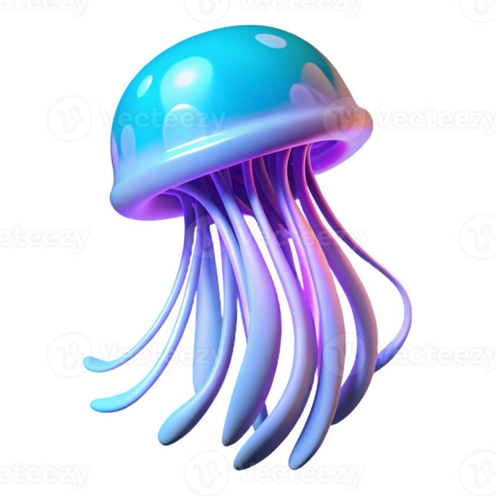 Vibrant Jellyfish in a Mesmerizing Three Dimensional Render of Oceanic Light png