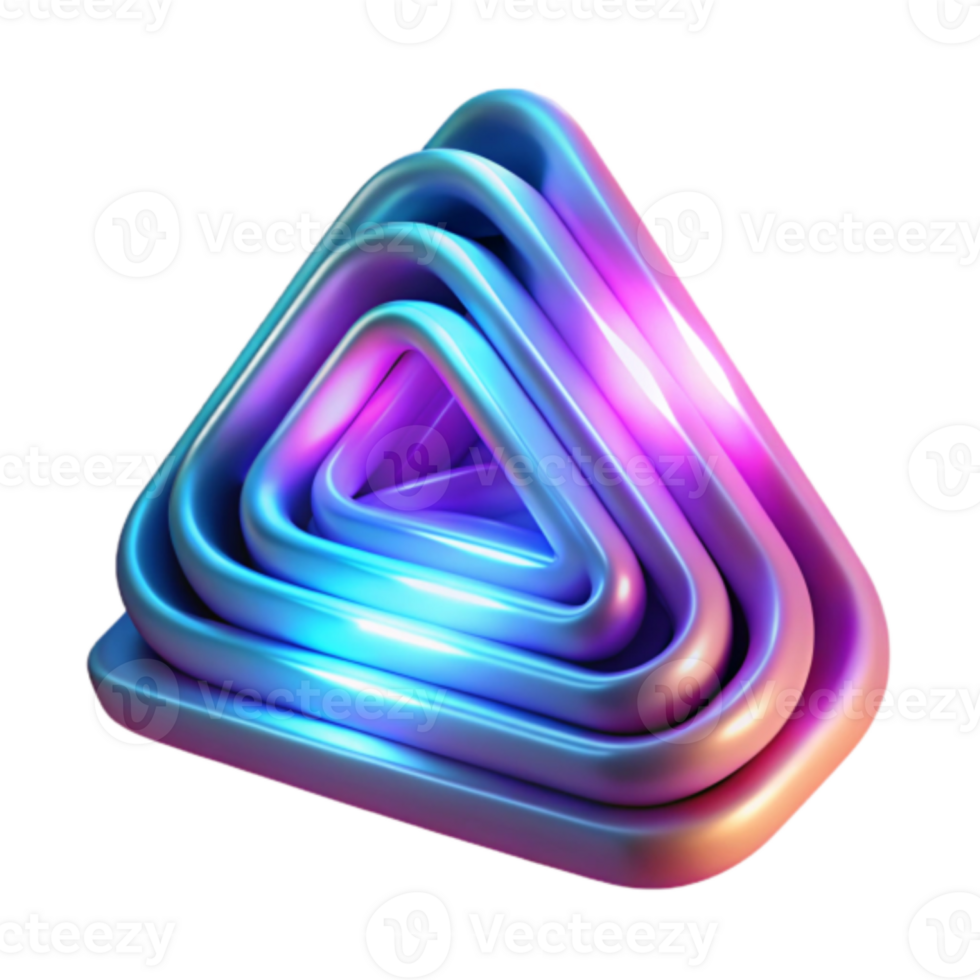 Abstract 3D Render of Interlocking Neon Triangles png