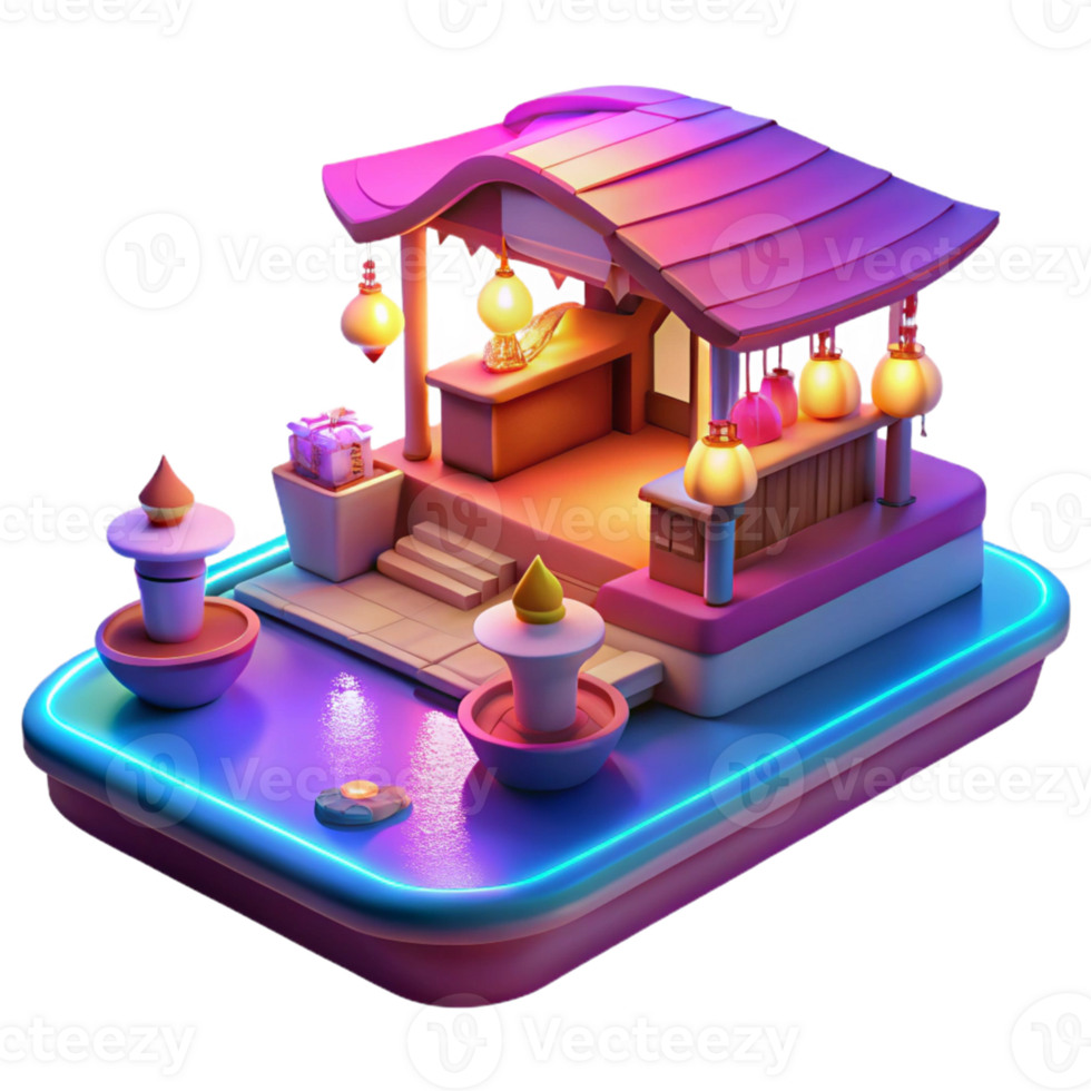 Fantasy Shop 3D Model A magical scene of a shop navigating the digital landscape, captured in a stunning three-dimensional model. png
