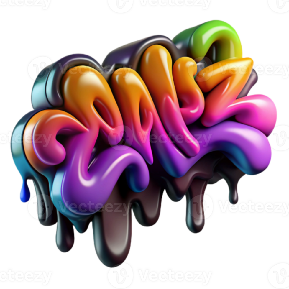Vibrant 3D Graffiti Art Drip Effect Abstract Background png