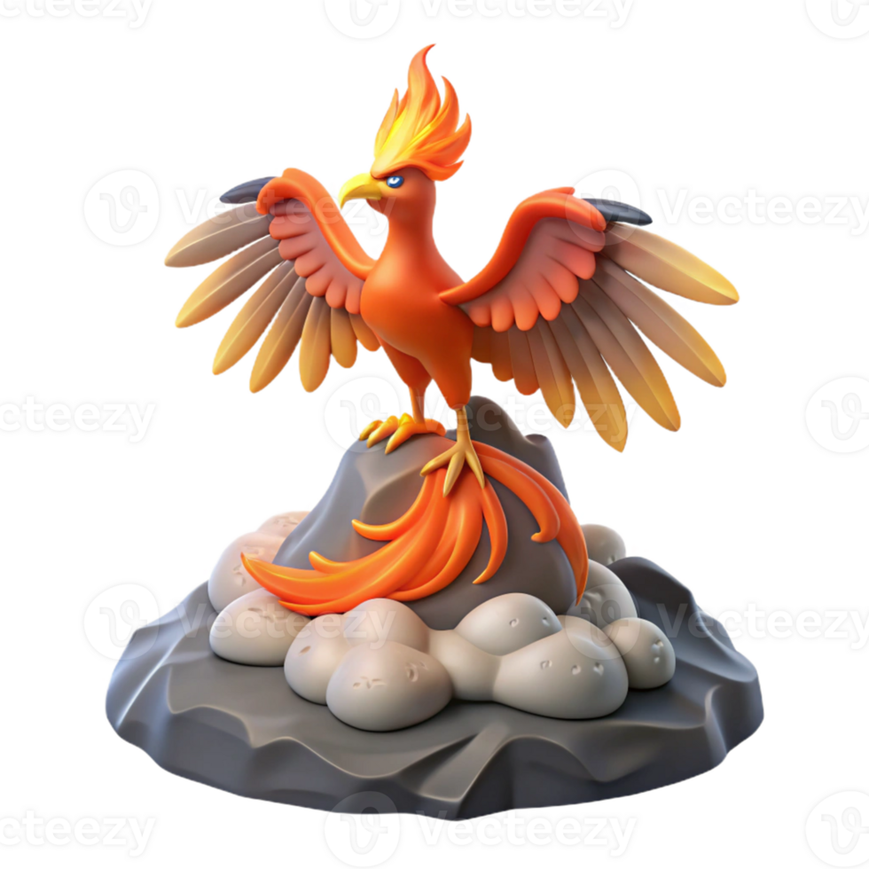 Fiery Phoenix as a Mythical Creature in a Mystical Setting with Enchanting Atmosphere png
