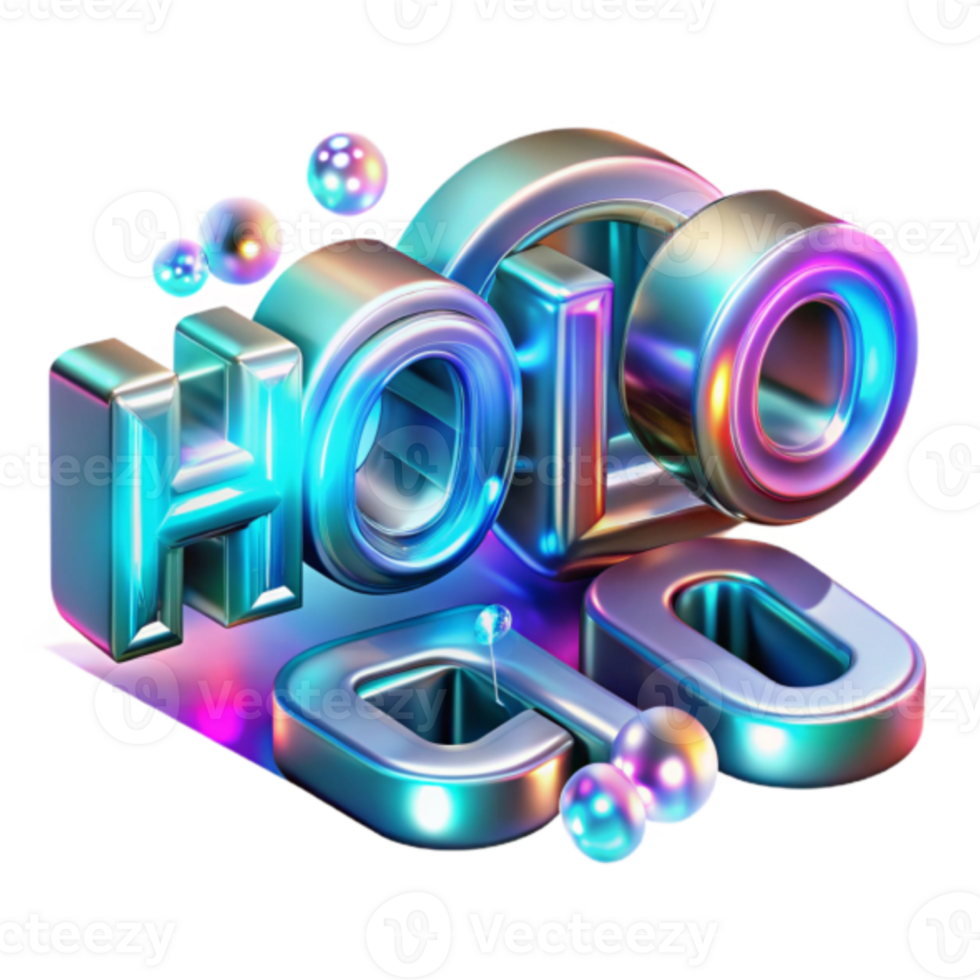 Holographic 3D Text Effect Abstract Background Illustration png