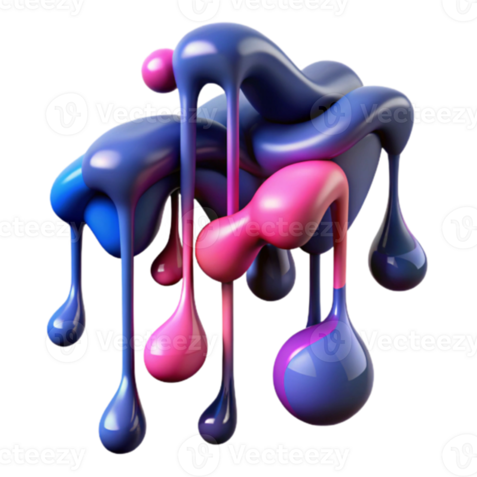 Abstract 3D Render Dripping Paint Dynamic Design png