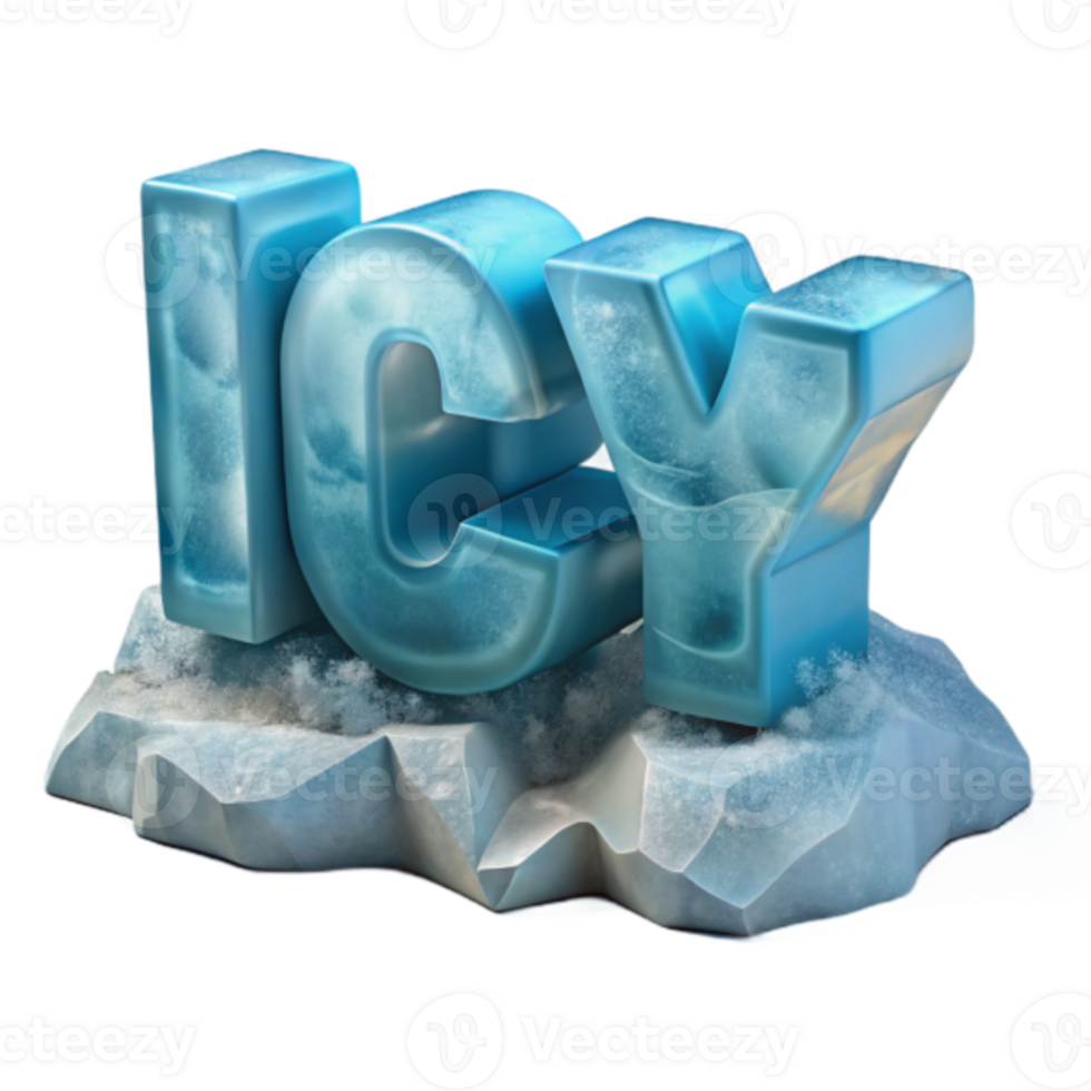 Icy 3D Render Text on Ice Background png