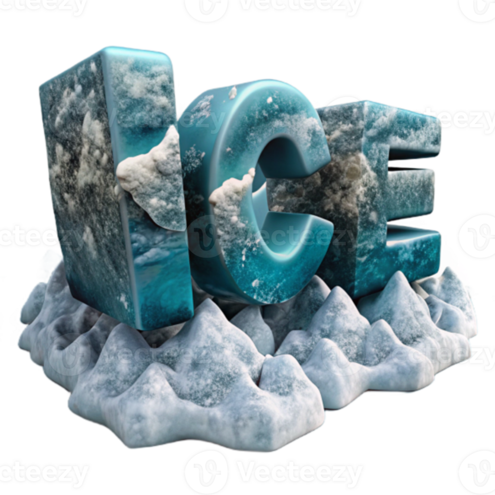 Icy 3D Textured Word Art Glacial Background png