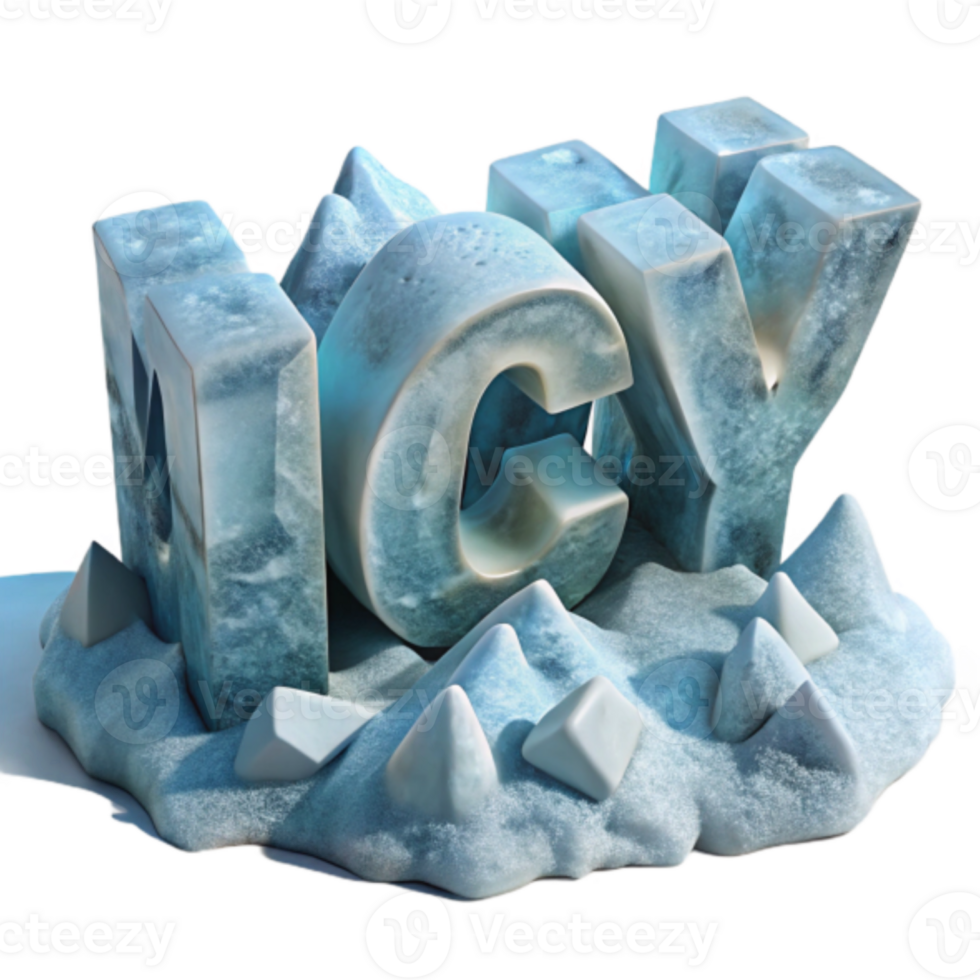 Icy 3D Render Text on Snow png