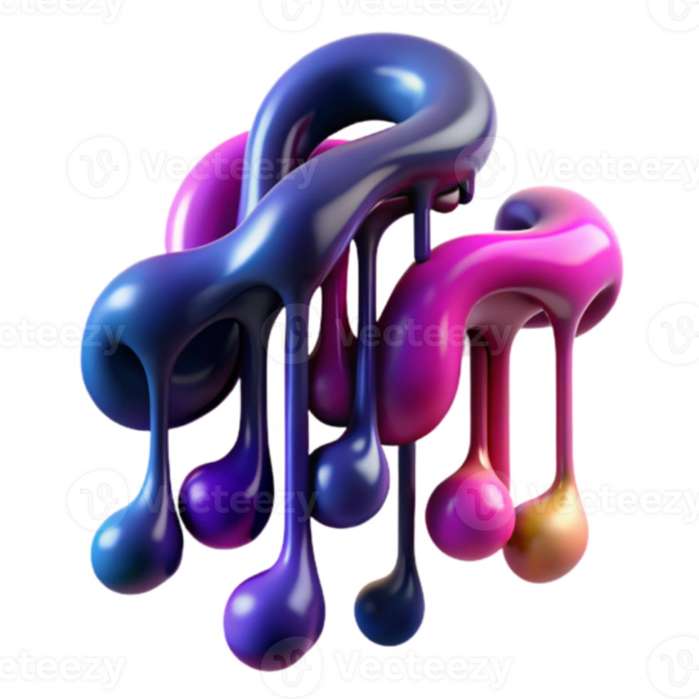 Abstract 3D Render of Flowing Colorful Paint Drips png